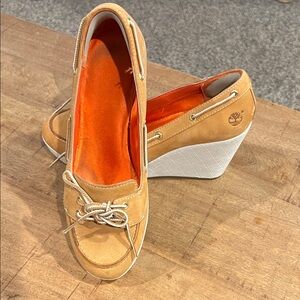 Timberland Women's Tan and White Wedge Shoes